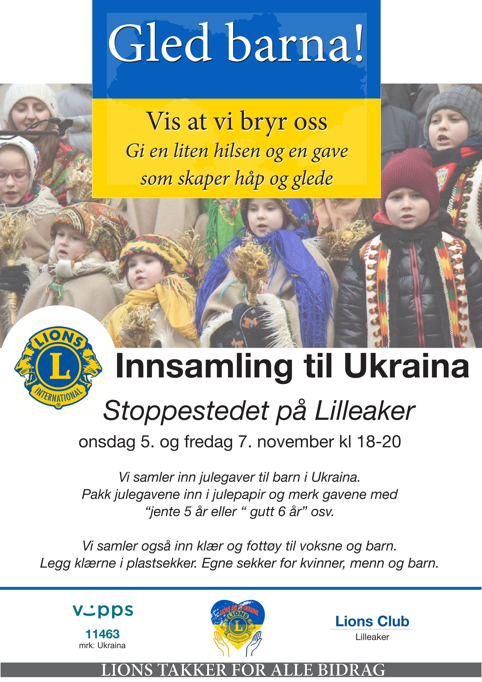 Artikkelbilde til artikkelen Innsamling til Ukraina onsdag 5.11. og fredag 7.11